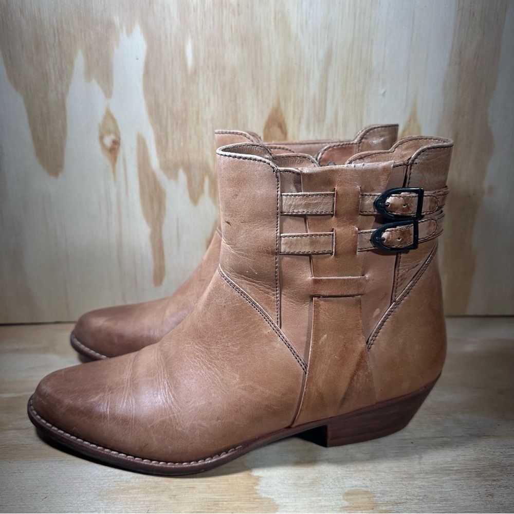 Circle S Tan Leather Ankle Boots Women’s Size 6.5